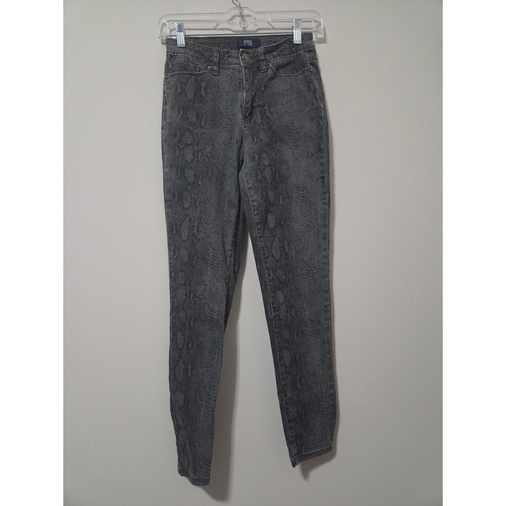 YMI Jeans Womens Gray‎ Snakeskin Print Skinny Denim Pants Size 5/27 Animal Print